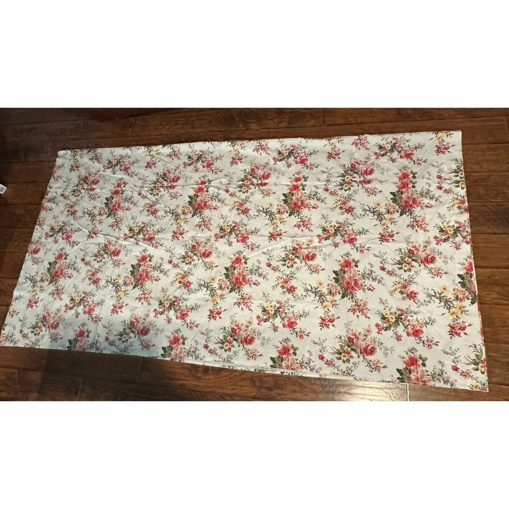 Vtg Ralph Lauren Custom Floral Rose Curtains Drapes Petticoat Floral 100% Cotton
